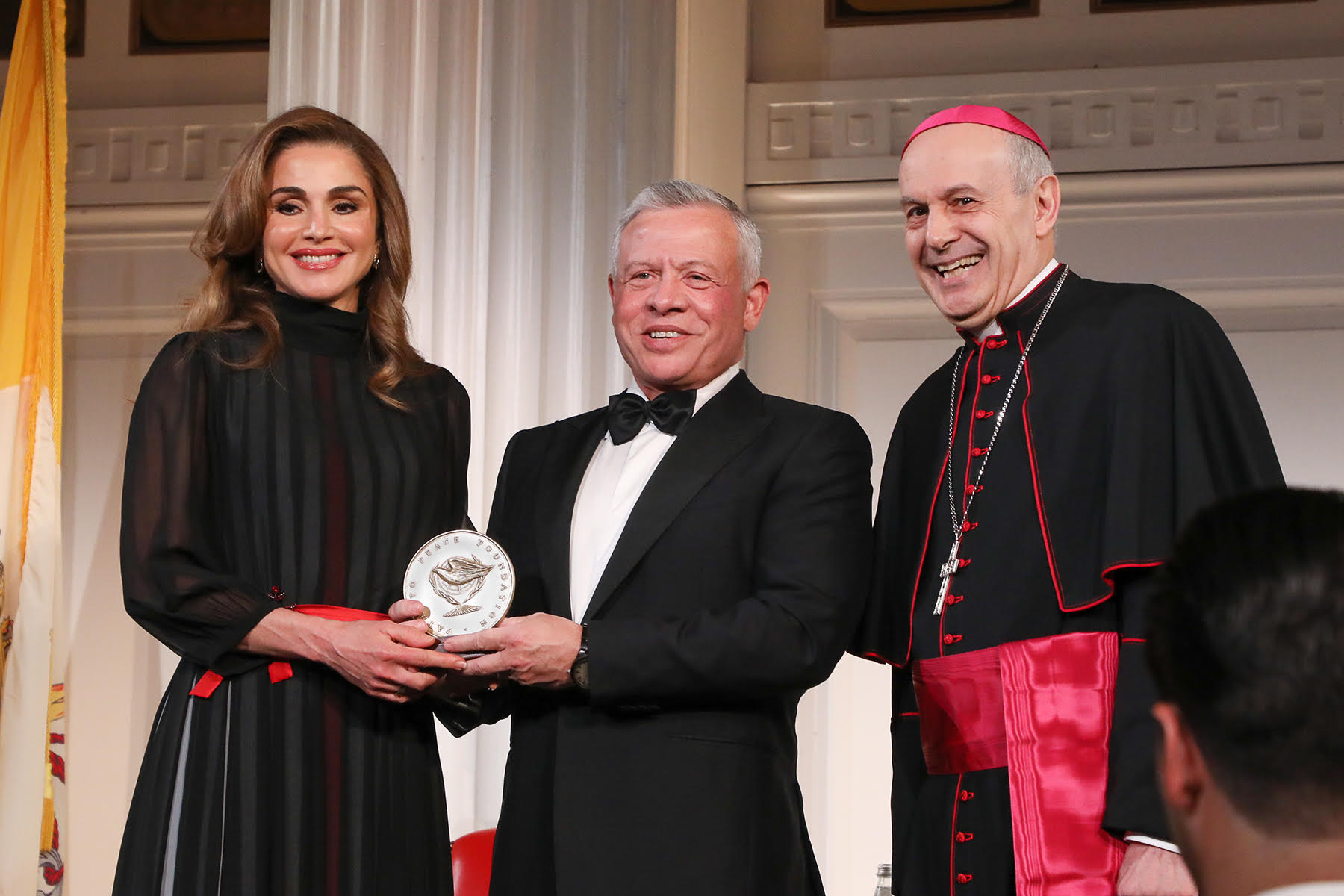 Their Majesties King Abdullah II ibn Al Hussein and Queen Rania Al Abdullah, King and Queen of the Kingdom of Jordan, and His Excellency Archbishop Caccia